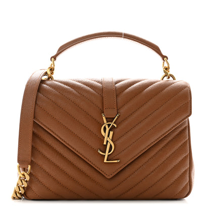 Saint Laurent Sheepskin Matelasse Chevron Monogram Medium College Bag Brick 1 of 10