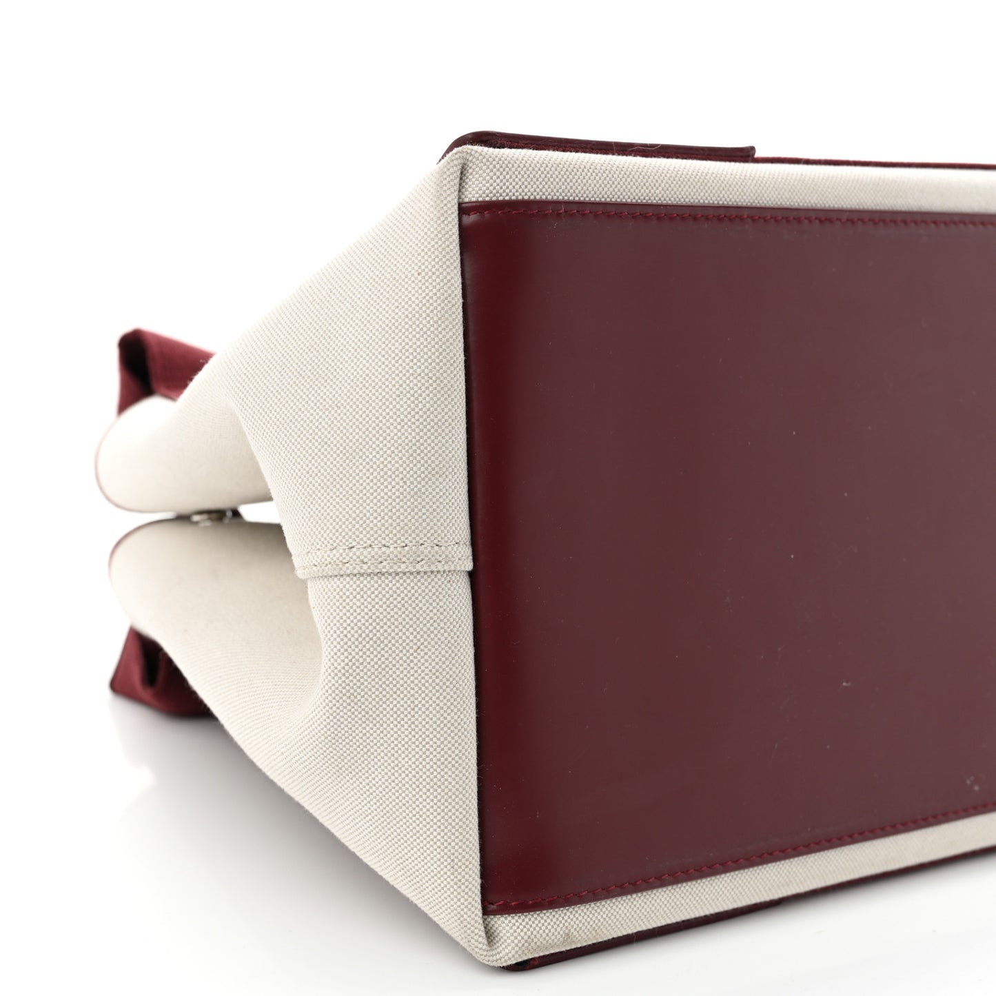 Cotton Canvas Calfskin S Navy Cabas Natural Burgundy