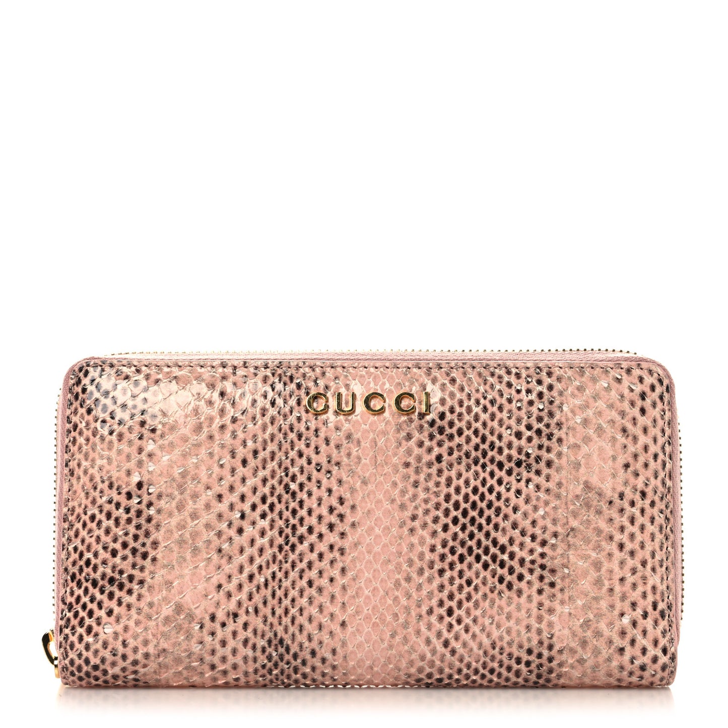 Snakeskin Zip Around Wallet Pink