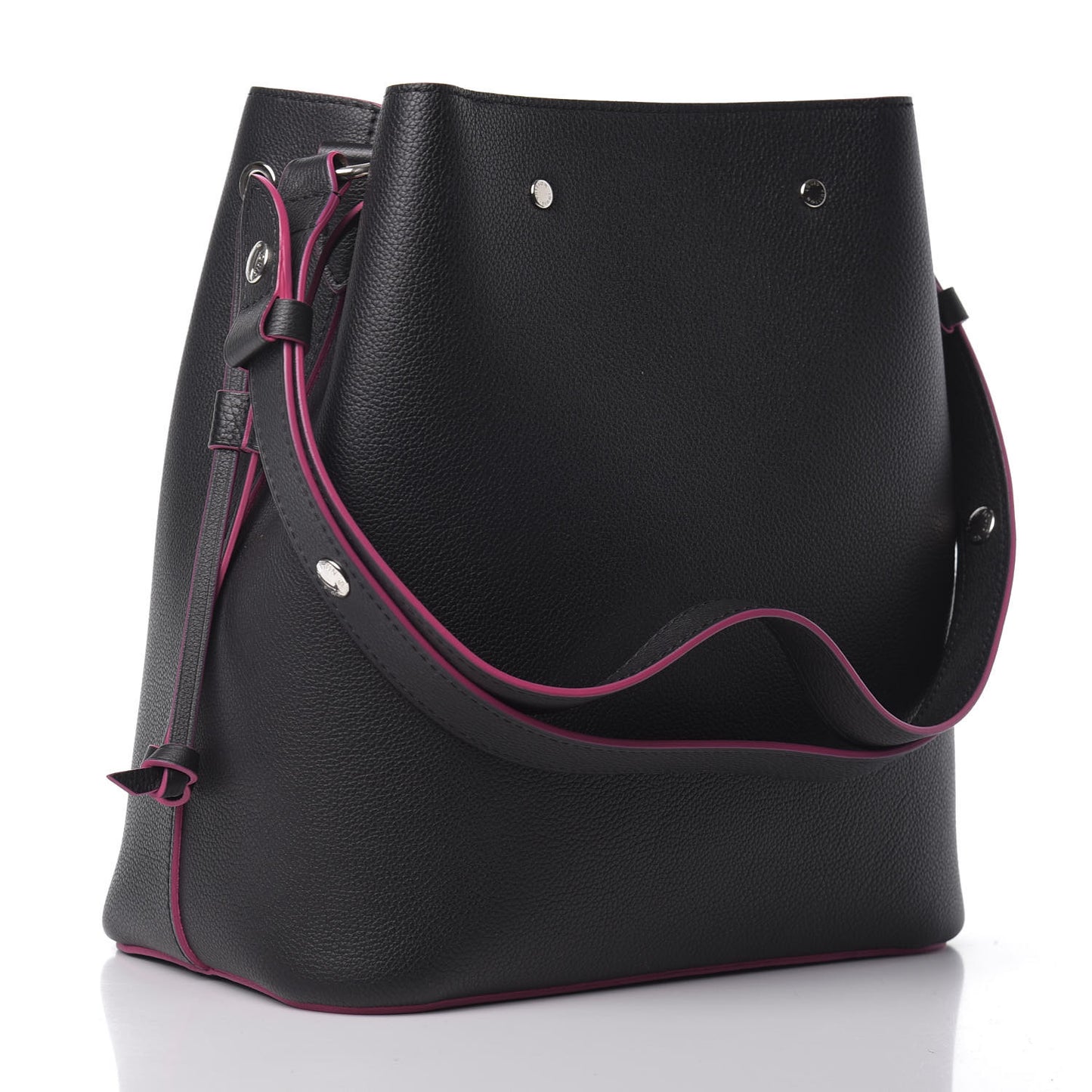 Calfskin Lockme Bucket Black