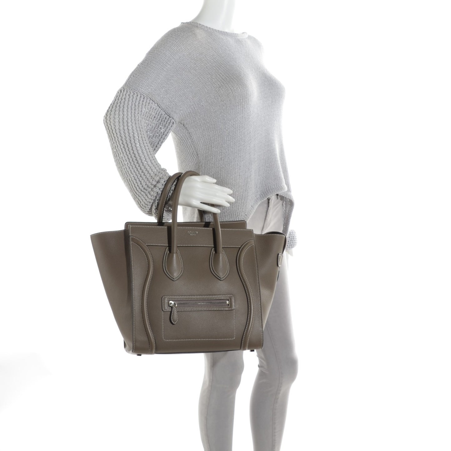 Drummed Calfskin Mini Luggage Souris