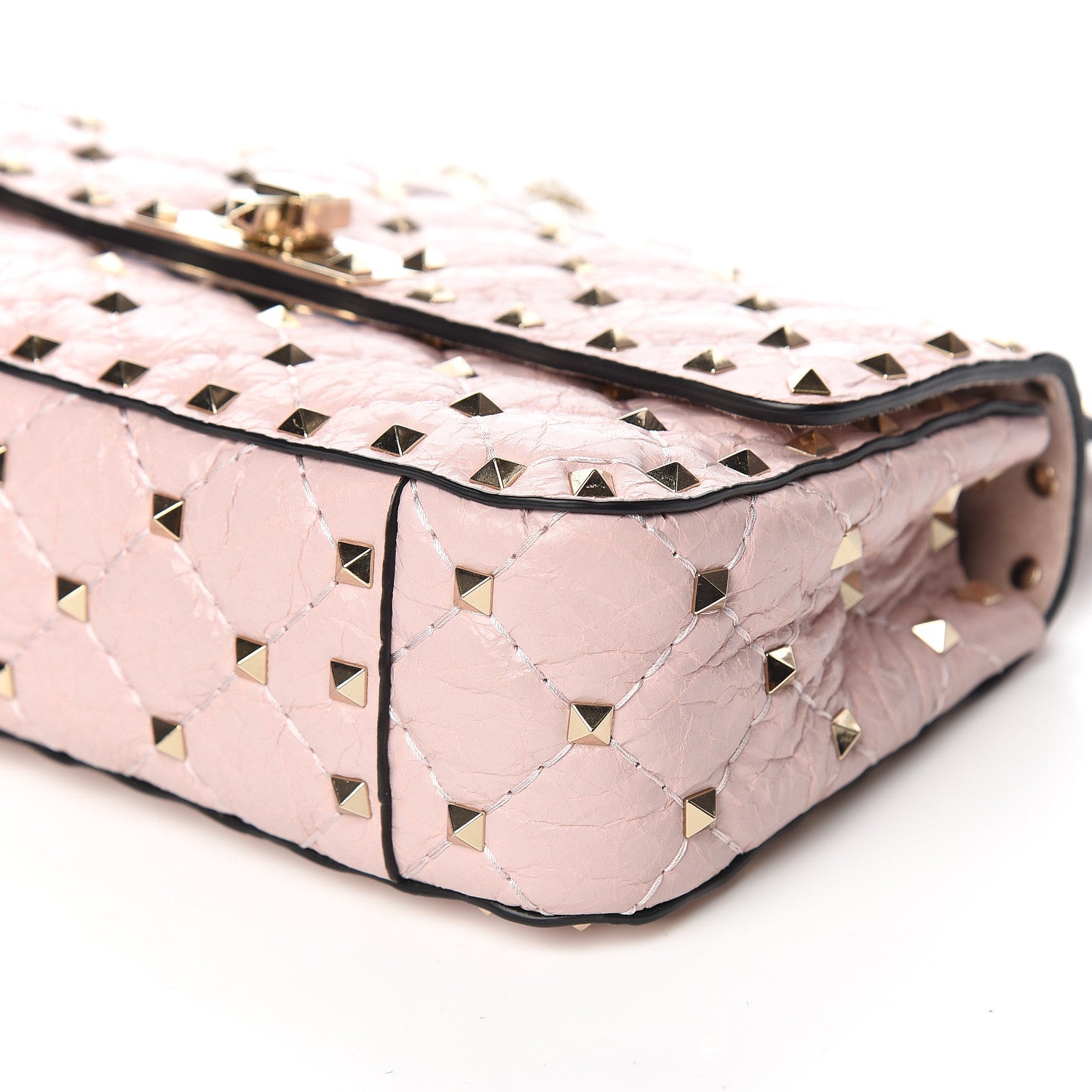 Valentino Garavani Craquele Nappa Small Rockstud Spike Shoulder Bag Water Rose 10 of 11
