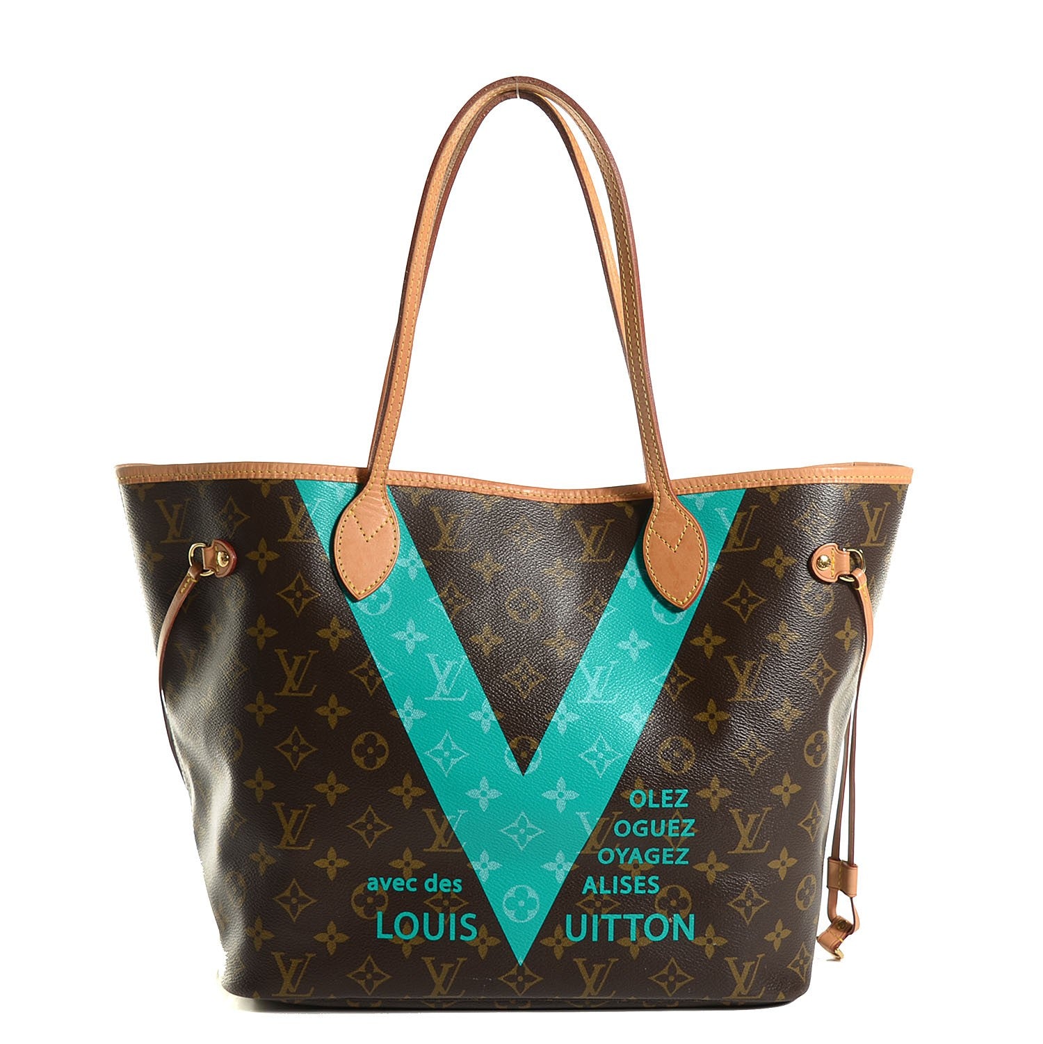 Louis Vuitton Monogram V Neverfull MM Turquoise 3 of 8