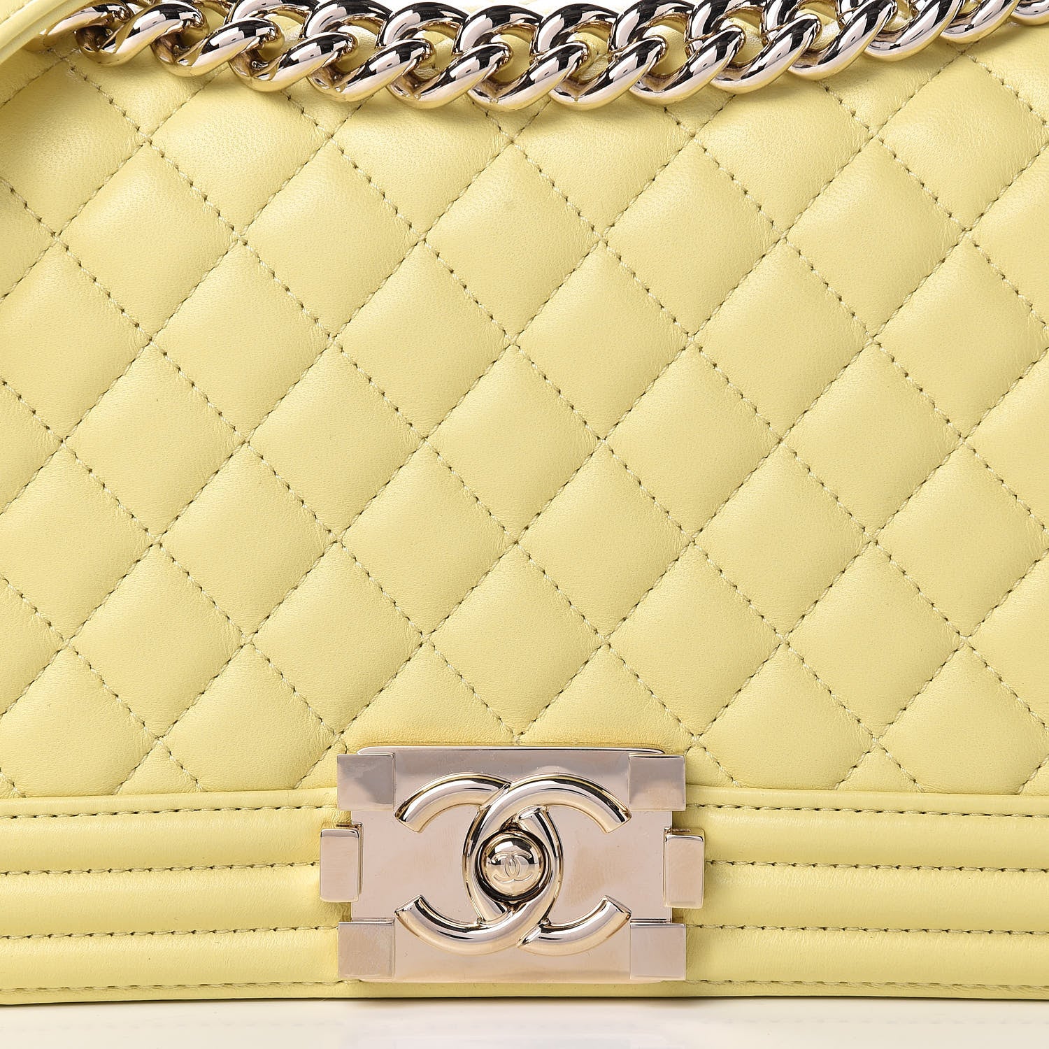 Chanel Lambskin Quilted Medium Boy Flap Yellow 8 of 14