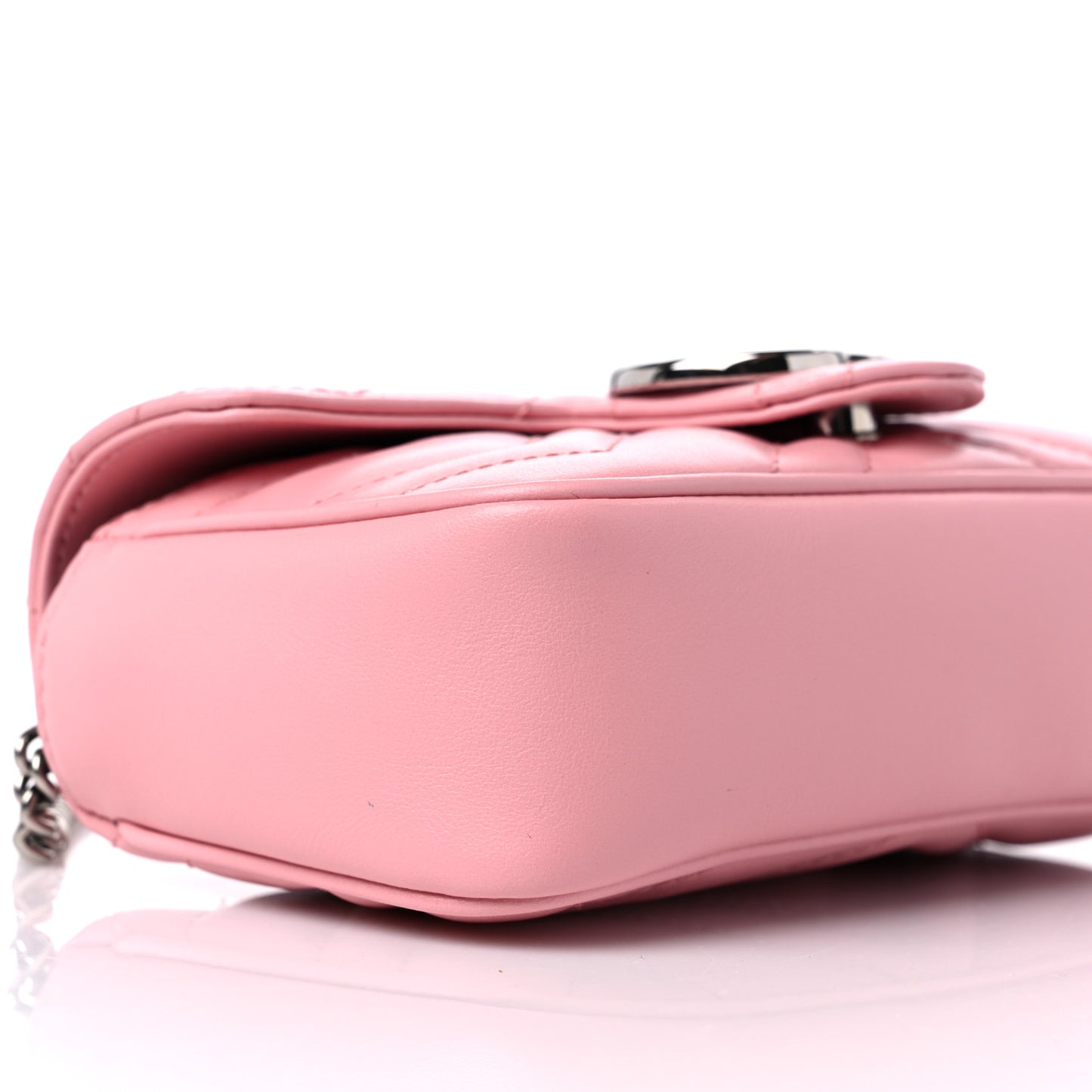 Calfskin Matelasse Super Mini GG Marmont Shoulder Bag Wild Rose