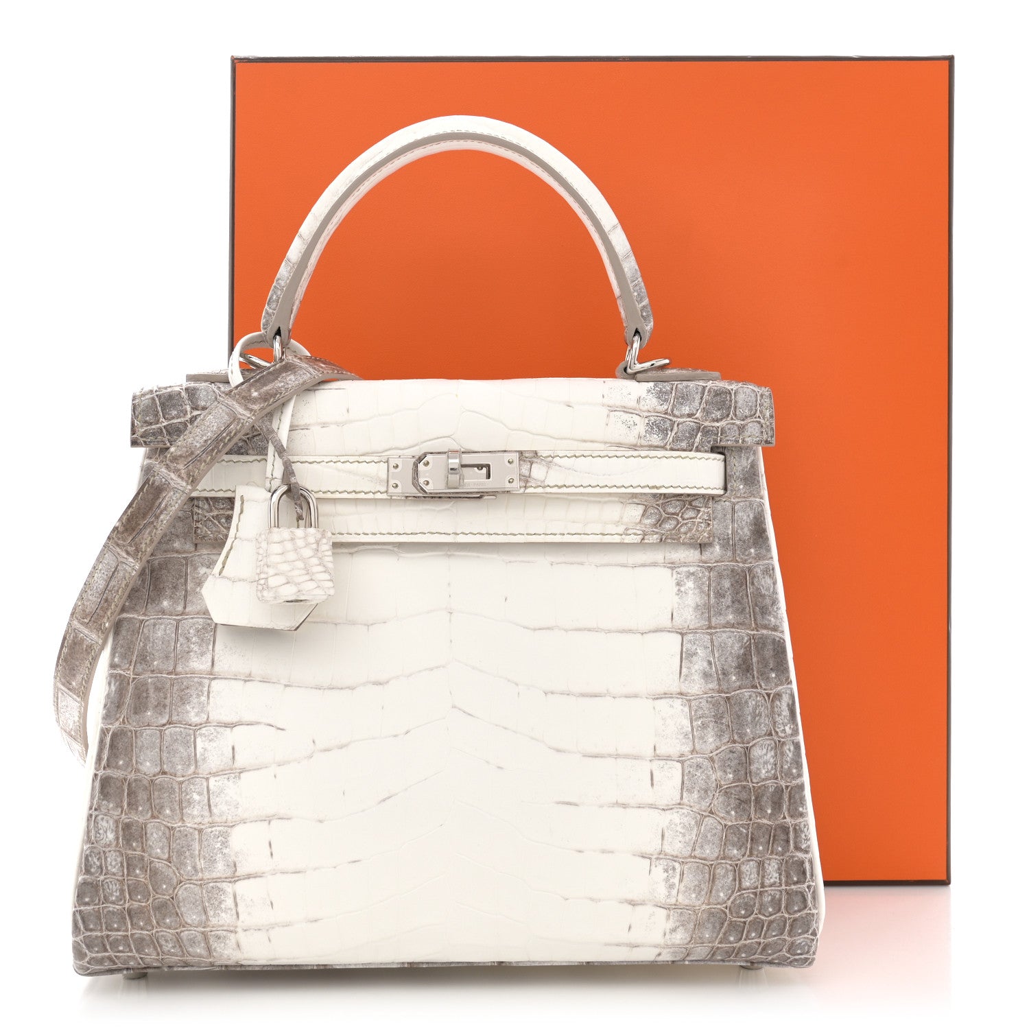 Hermes Matte Niloticus Crocodile Himalaya Kelly Retourne 25 White 11 of 11