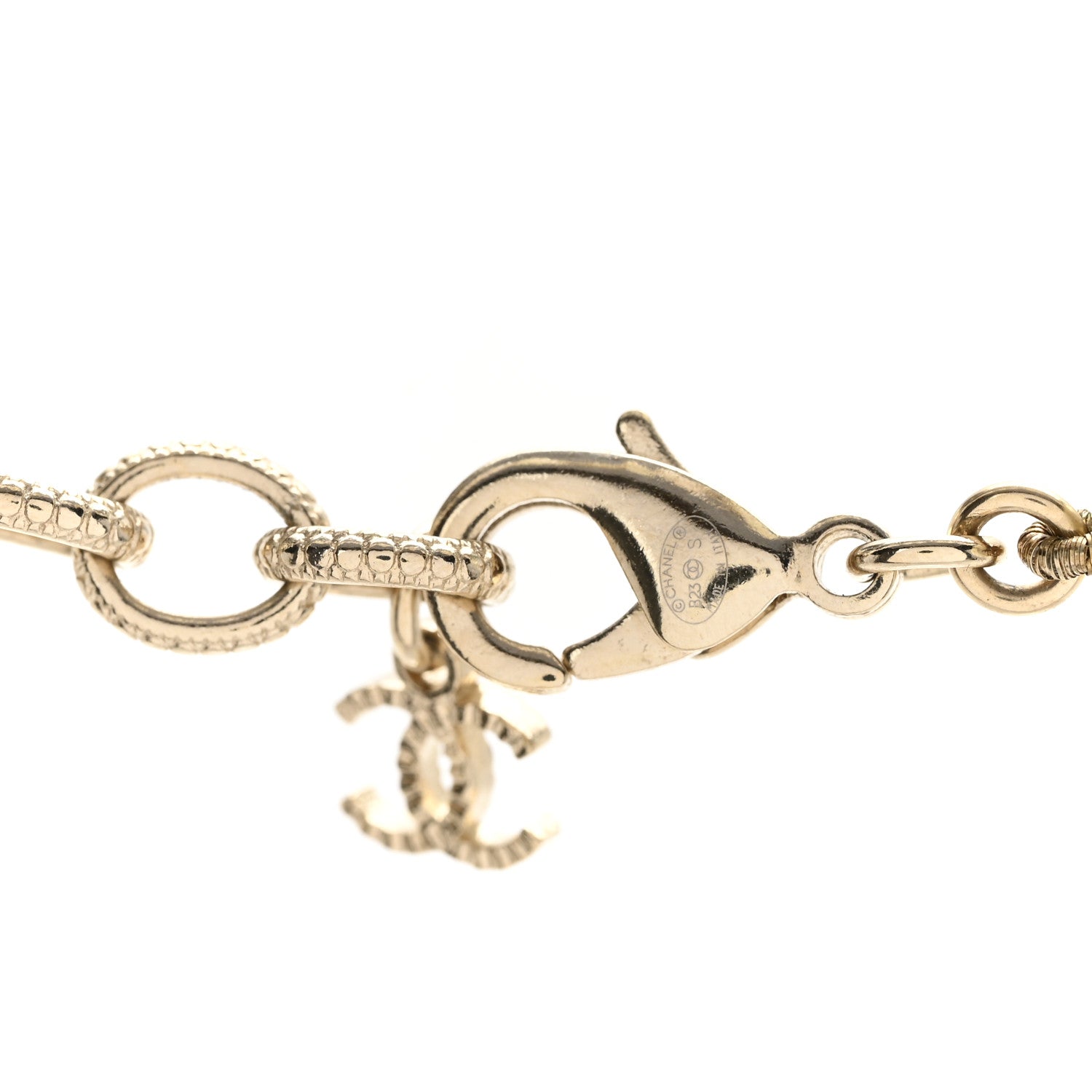 Chanel Crystal Pearl CC Long Necklace Light Gold 5 of 7