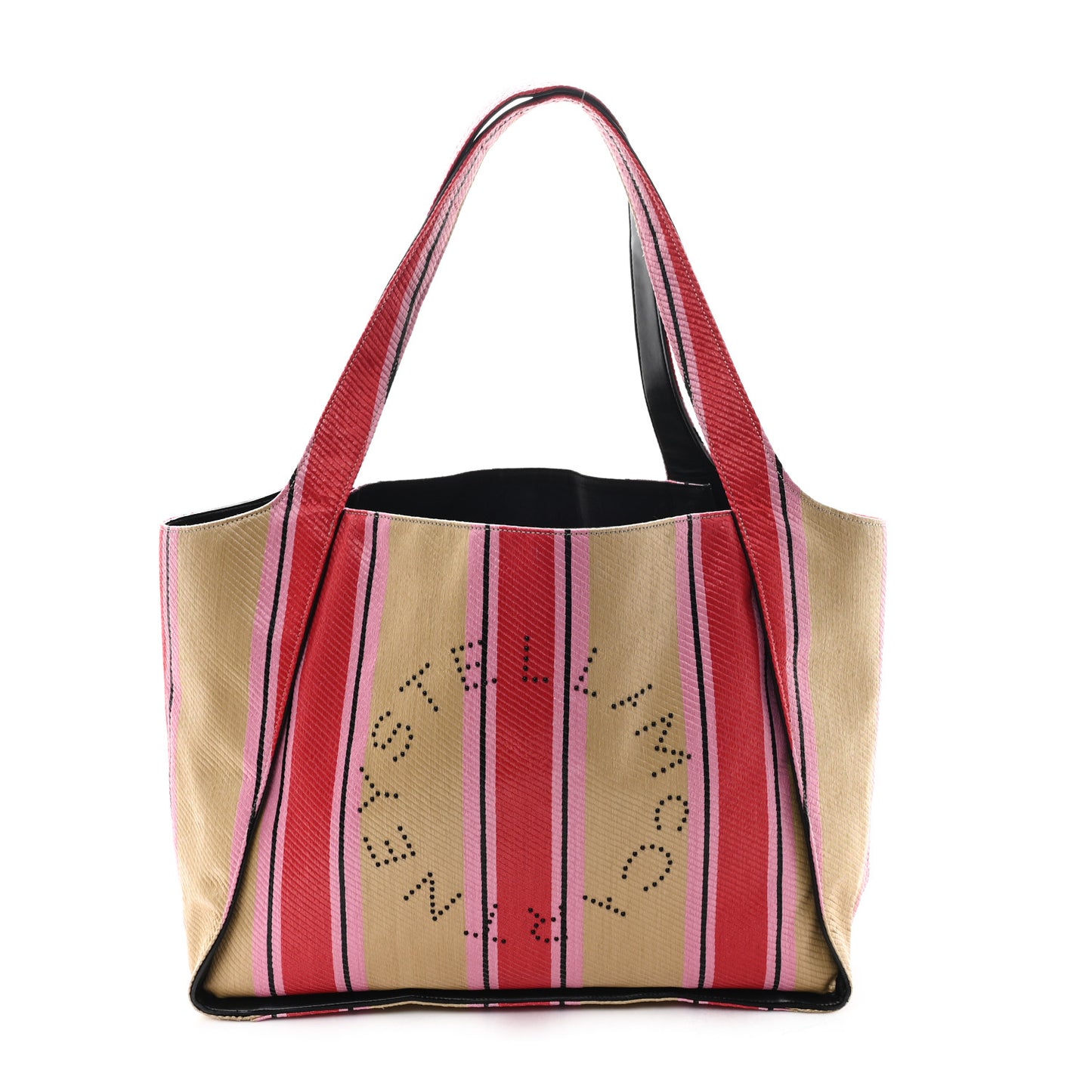 Raffia Striped Logo Tote Red