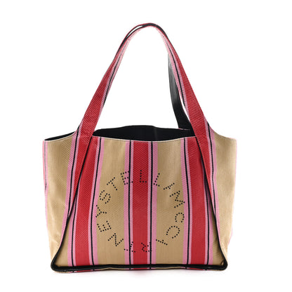 Stella McCartney Raffia Striped Logo Tote Red 1 of 11