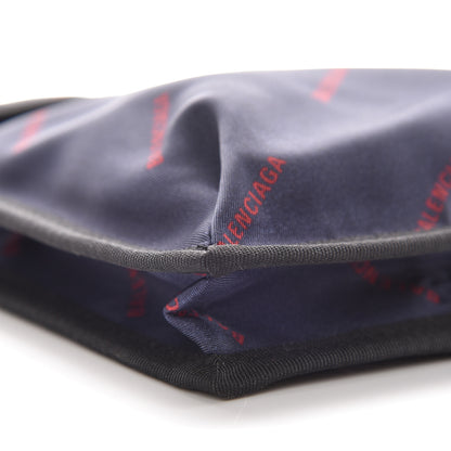Balenciaga Twill Nylon Allover Logo Small Explorer Pouch with Strap Bleu Canopee Rouge 5 of 9