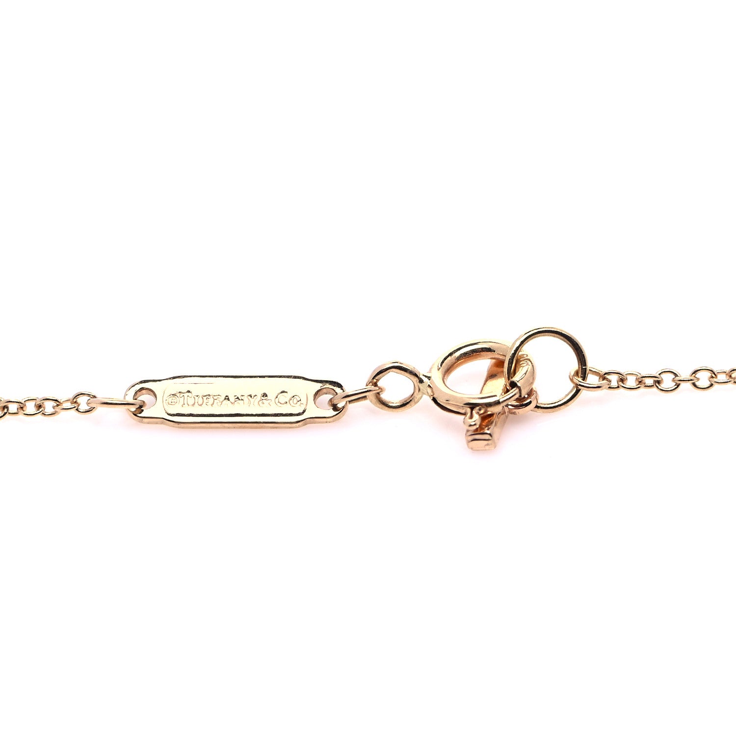 Tiffany 18K Rose Gold Pink Sapphire T Open Horizontal Bar Pendant Necklace 4 of 7