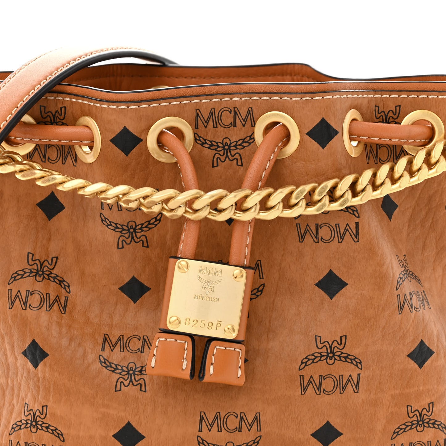 Visetos Berlin Mini Drawstring Bucket Bag Cognac