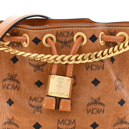 MCM Visetos Berlin Mini Drawstring Bucket Bag Cognac 8 of 11