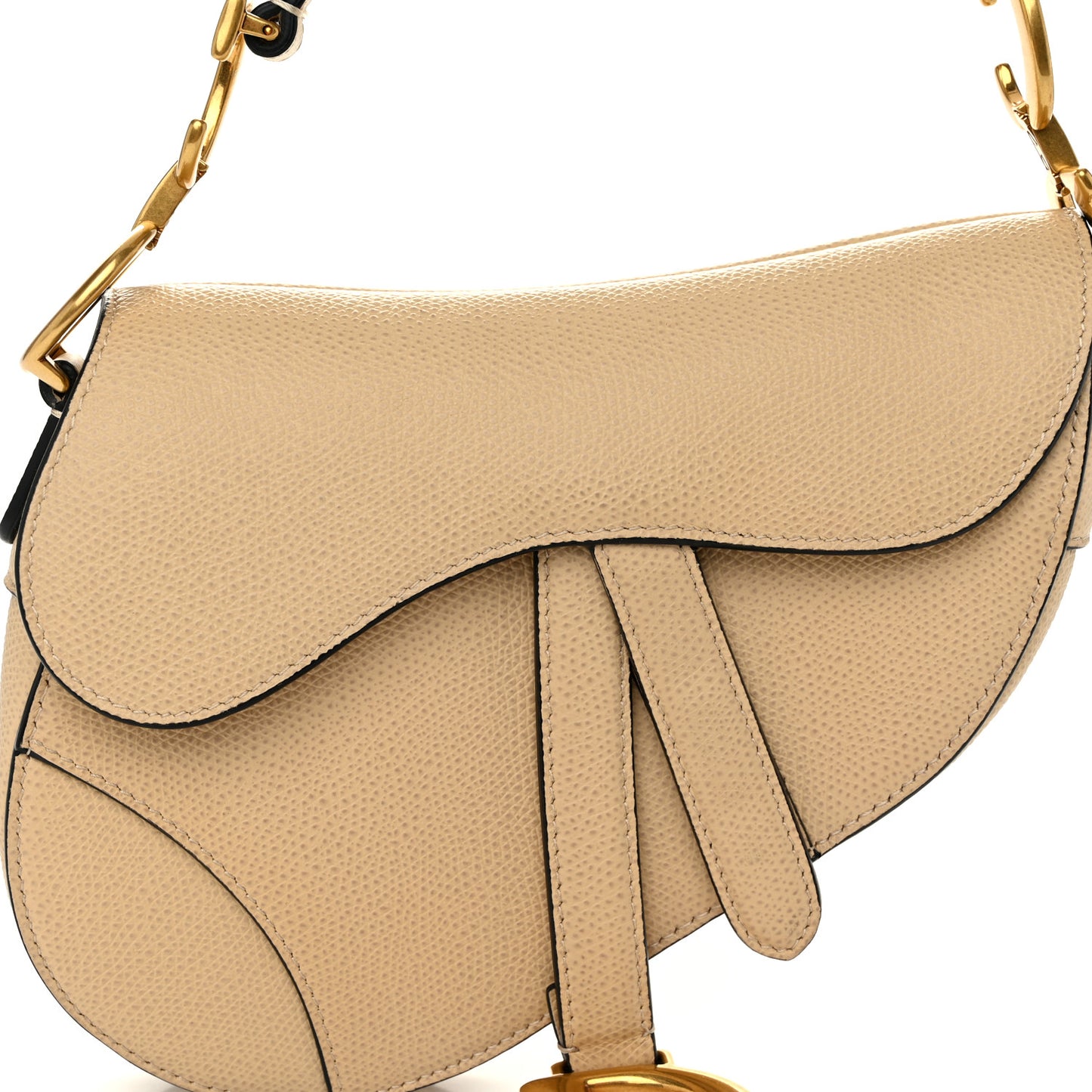 Grained Calfskin Saddle Bag Warm Taupe