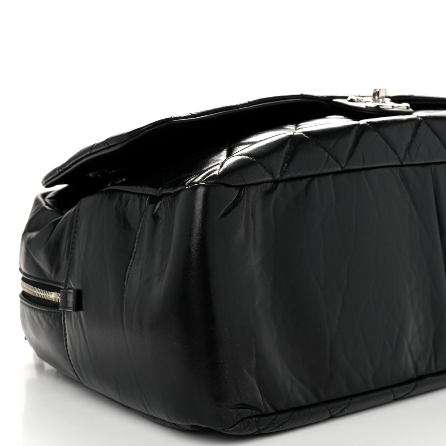 Aged Calfskin Quilted Large Express Bowling Bag Black