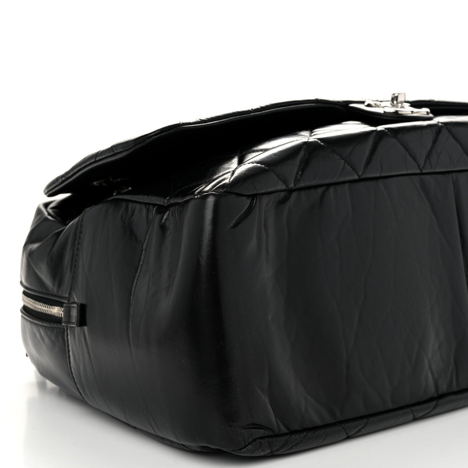 Chanel Aged Calfskin Quilted Large Express Bowling Bag Black 9 of 10