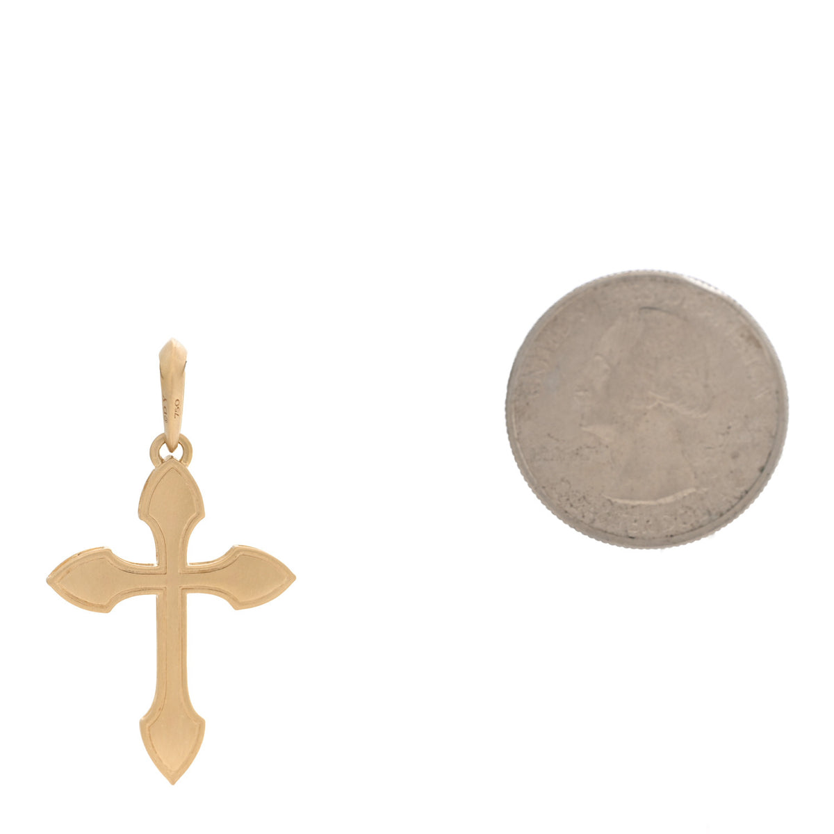 18K Yellow Gold Black Diamond 29.2mm Amulets Gothic Cross Pendant