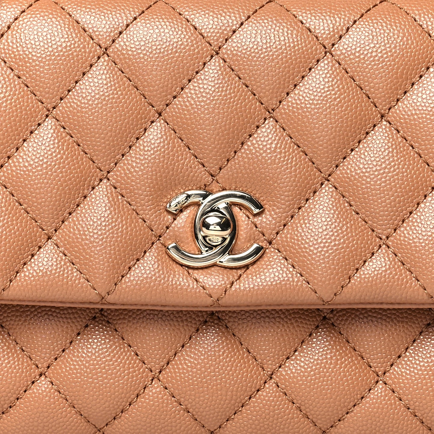 Caviar Quilted Mini Coco Handle Flap Brown