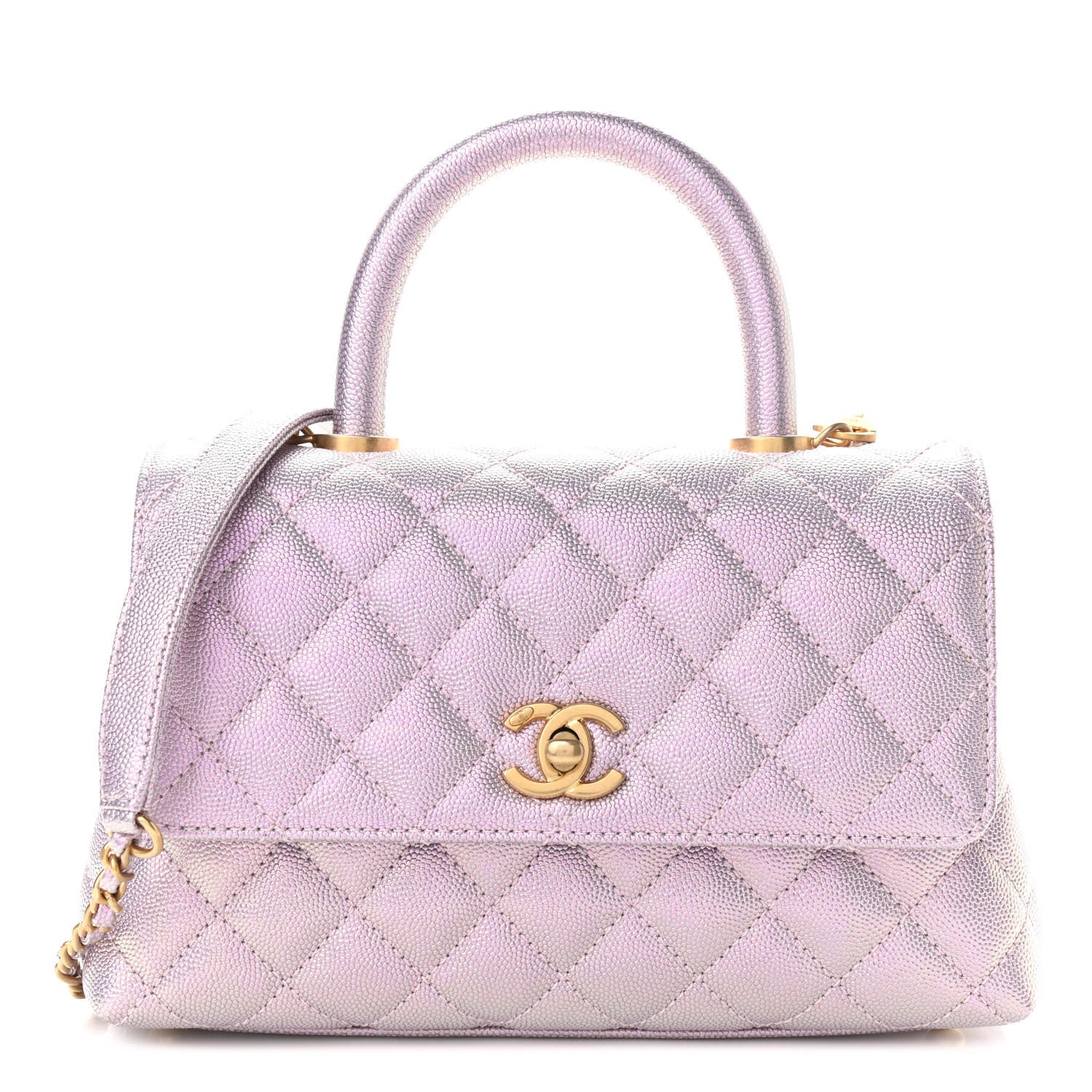 Chanel Iridescent Caviar Quilted Mini Coco Handle Flap Light Pink 1 of 10