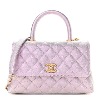 Chanel Iridescent Caviar Quilted Mini Coco Handle Flap Light Pink 1 of 10