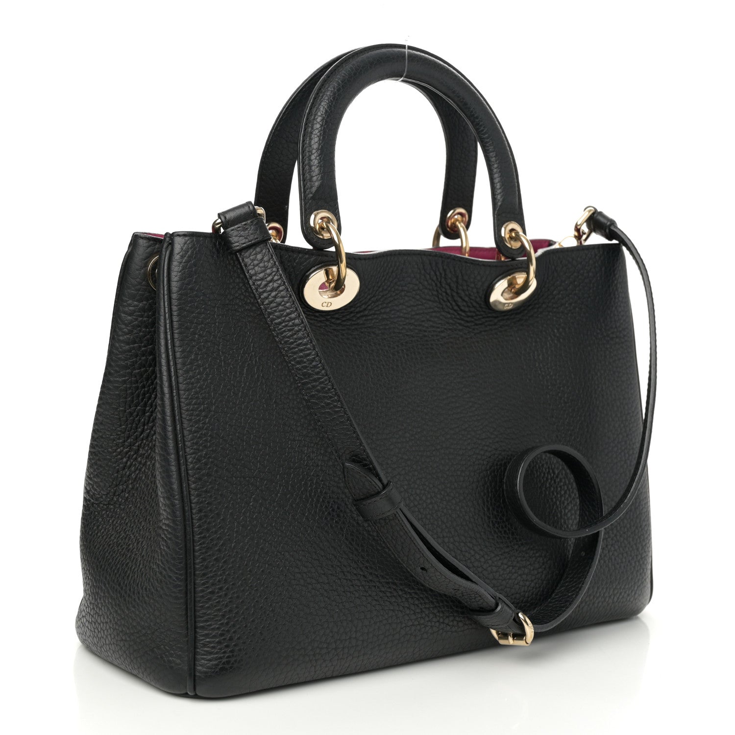 Christian Dior Bullcalf Medium Diorissimo Tote Black Rose Indien 4 of 12
