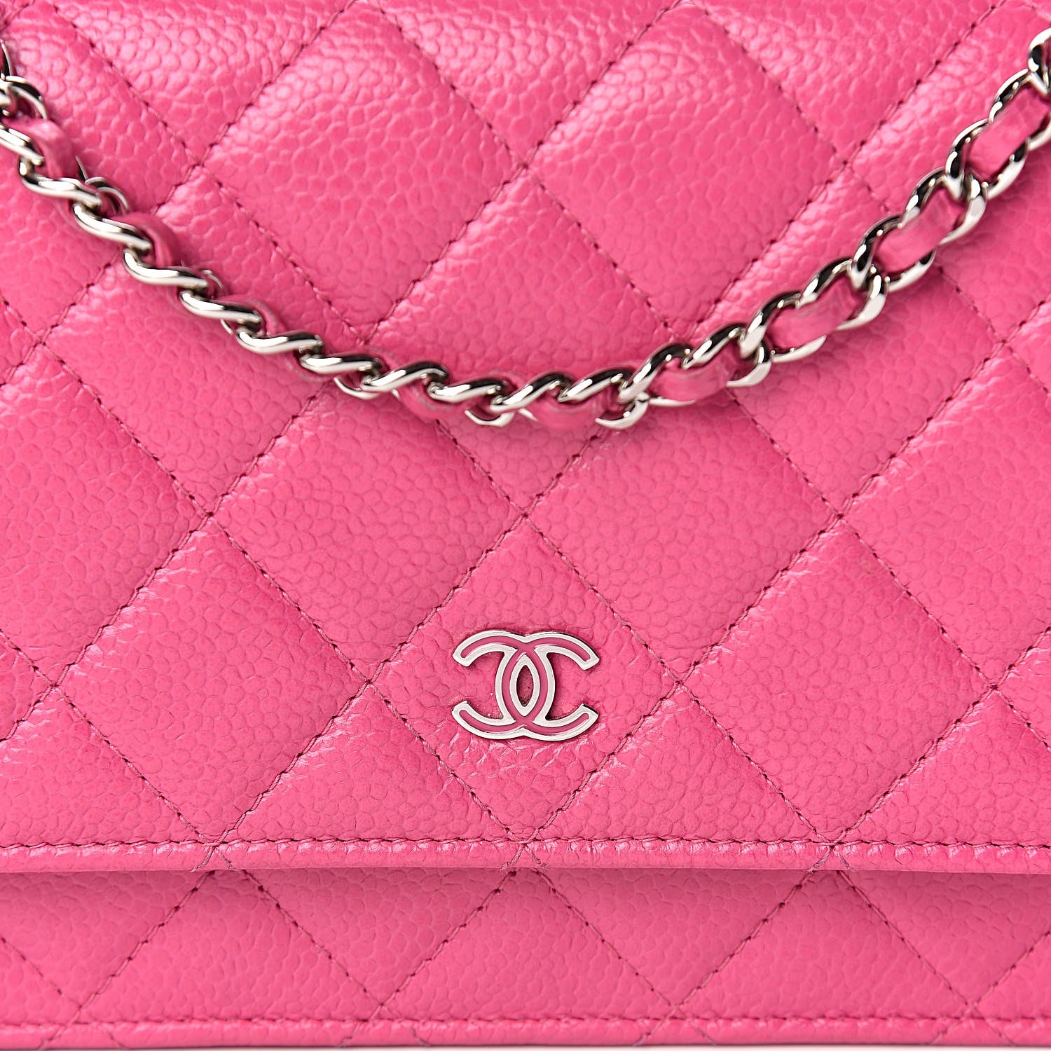 Chanel Caviar Quilted Wallet on Chain WOC Pink 9 of 12