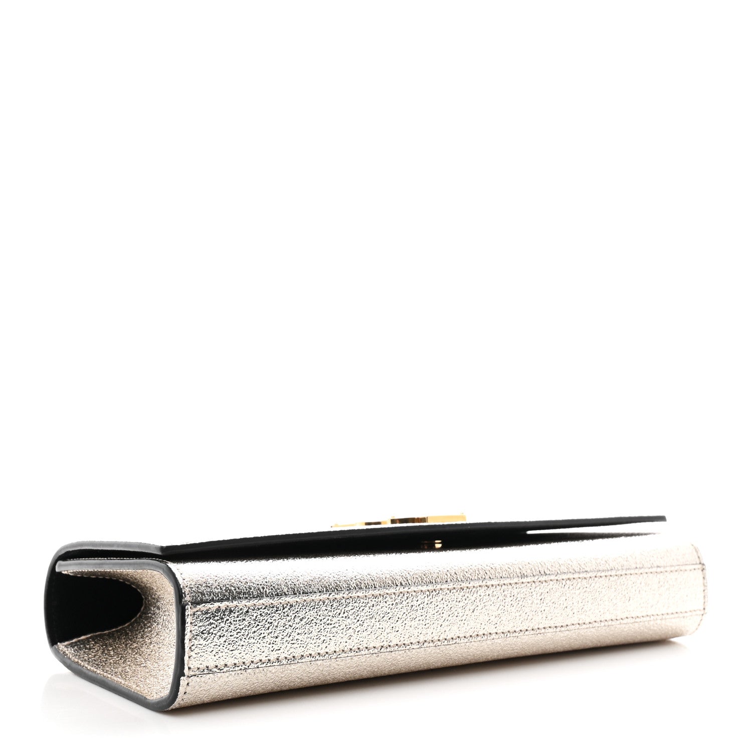 Saint Laurent Metallic Textured Calfskin Classic Monogram Cassandre Clutch Pale Gold 4 of 8