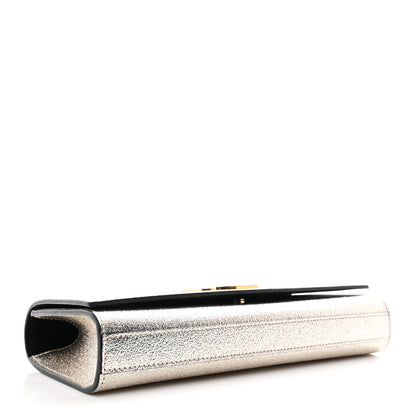 Saint Laurent Metallic Textured Calfskin Classic Monogram Cassandre Clutch Pale Gold 4 of 8
