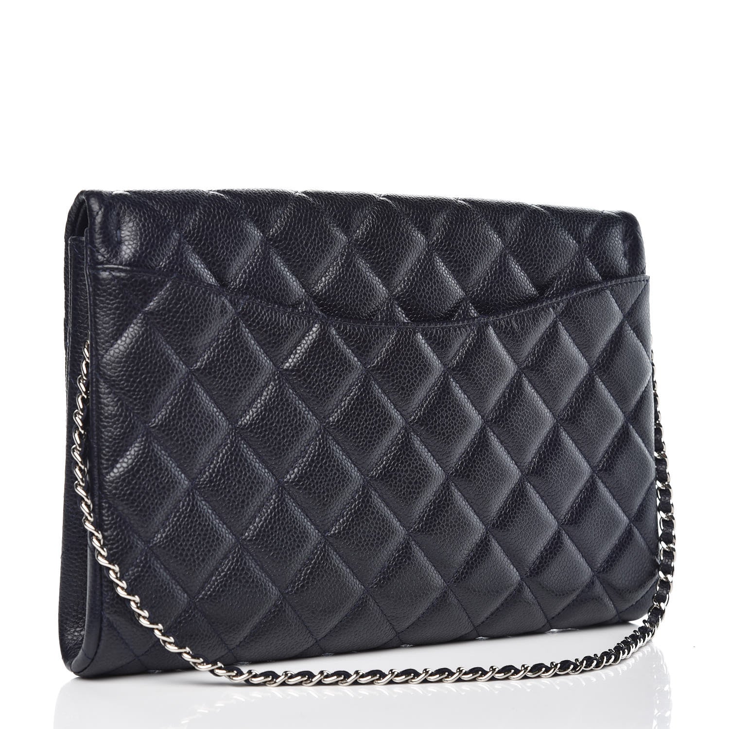 Chanel Caviar Quilted Clutch With Chain Flap Blue 3 of 7