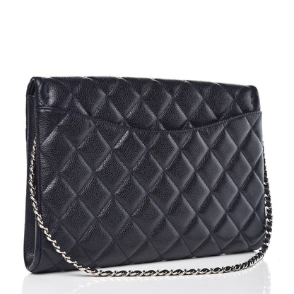 Chanel Caviar Quilted Clutch With Chain Flap Blue 3 of 7