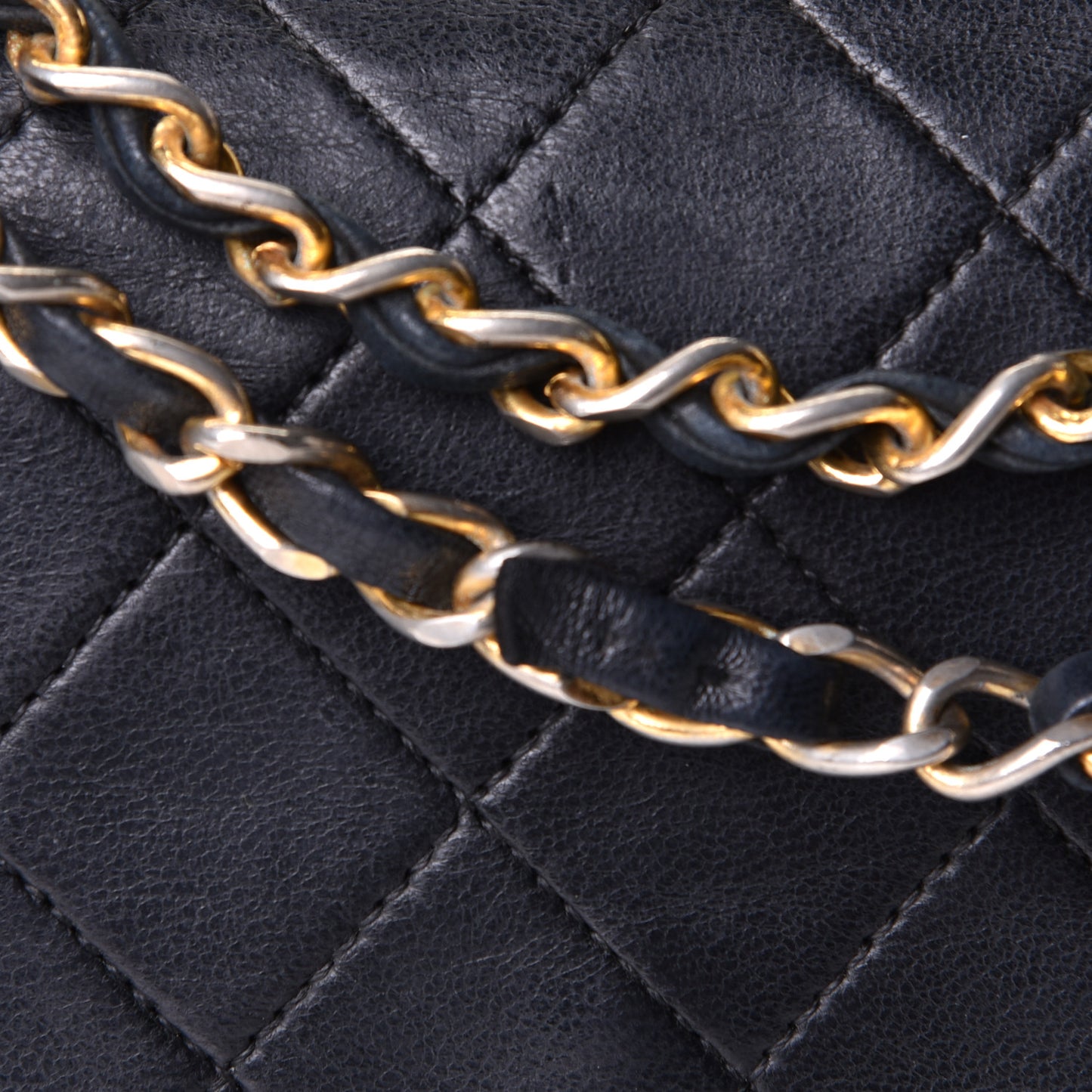 Lambskin Quilted Double Flap Black