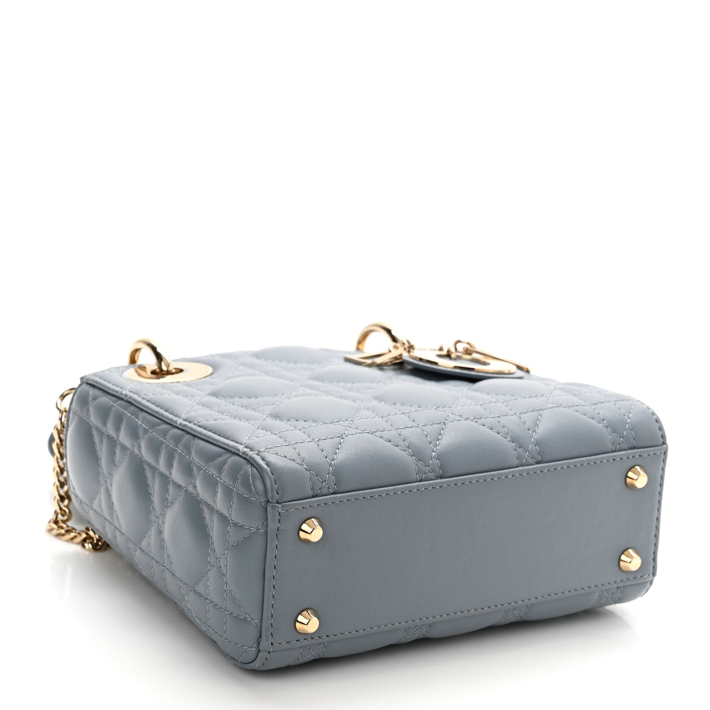 Lambskin Cannage Mini Lady Dior Cloud Blue