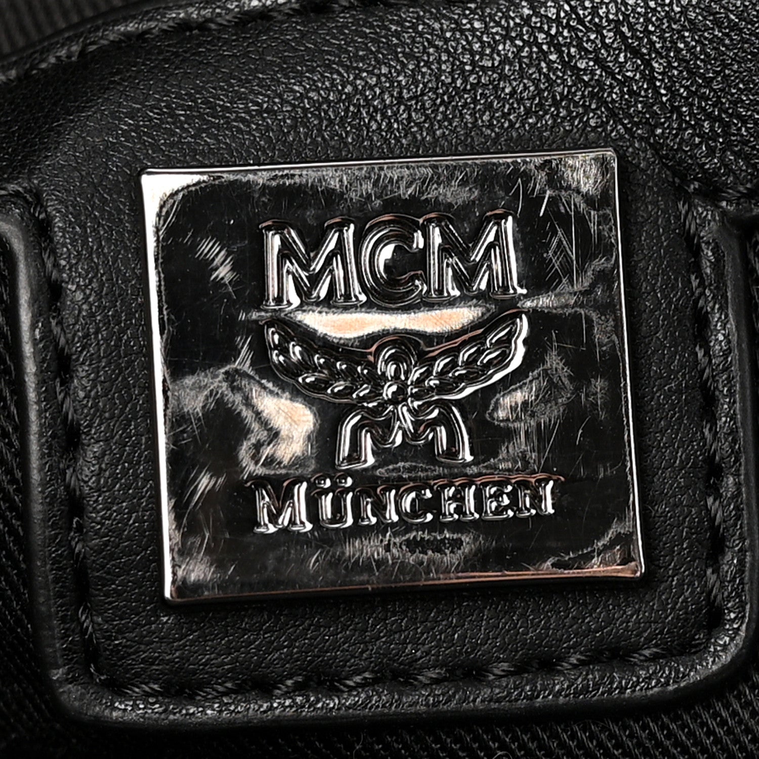 MCM Nylon Monogram Studded Stark Medium Backpack Black 6 of 16