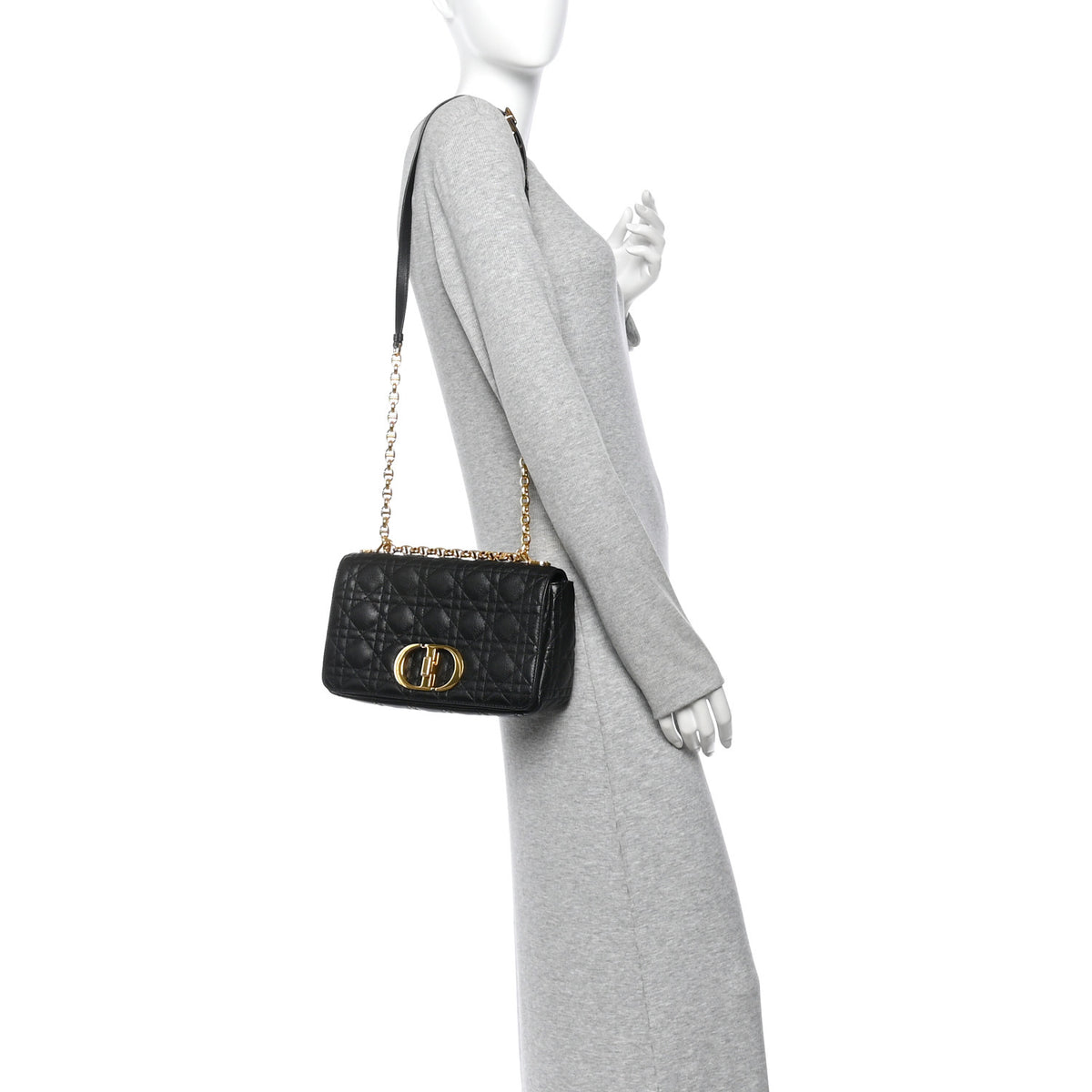 Christian Dior Calfskin Cannage Medium Caro Bag Black 2 of 11