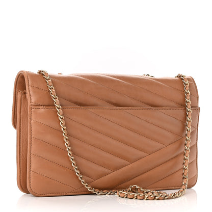 Chanel Calfskin Chevron Gabrielle Flap Brown 3 of 9
