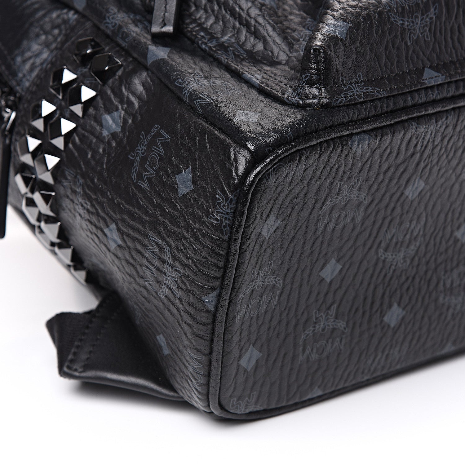 MCM Visetos Small Side Stud Stark Backpack Black 7 of 10