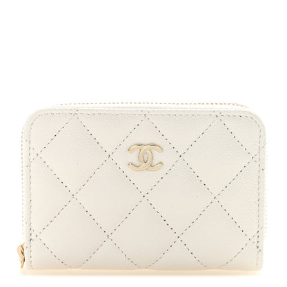 Chanel Caviar Quilted Zip Coin Purse White 1 of 9