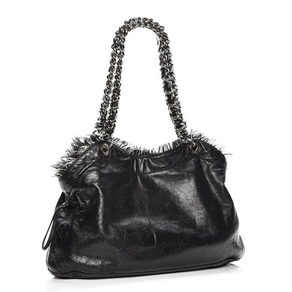 Chanel Tweed Lambskin Drawstring Tweedy Tote Black 3 of 7