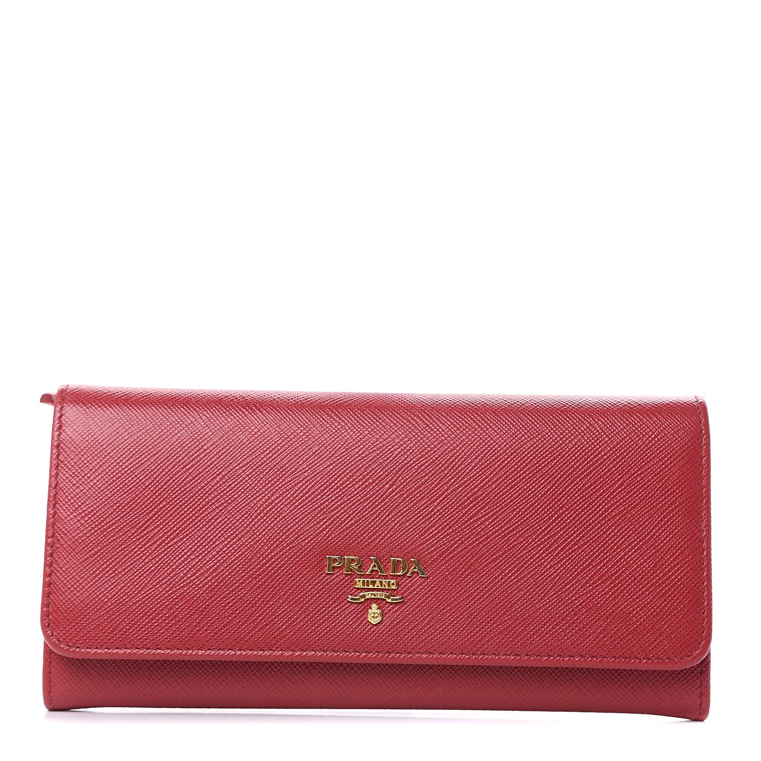 Prada Saffiano Metal Continental Flap Wallet Fuoco 1 of 9