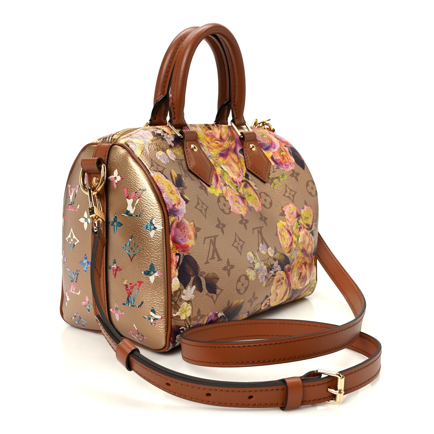 Louis Vuitton Metallic Monogram LV Garden Speedy Bandouliere 25 Gold 2 of 10