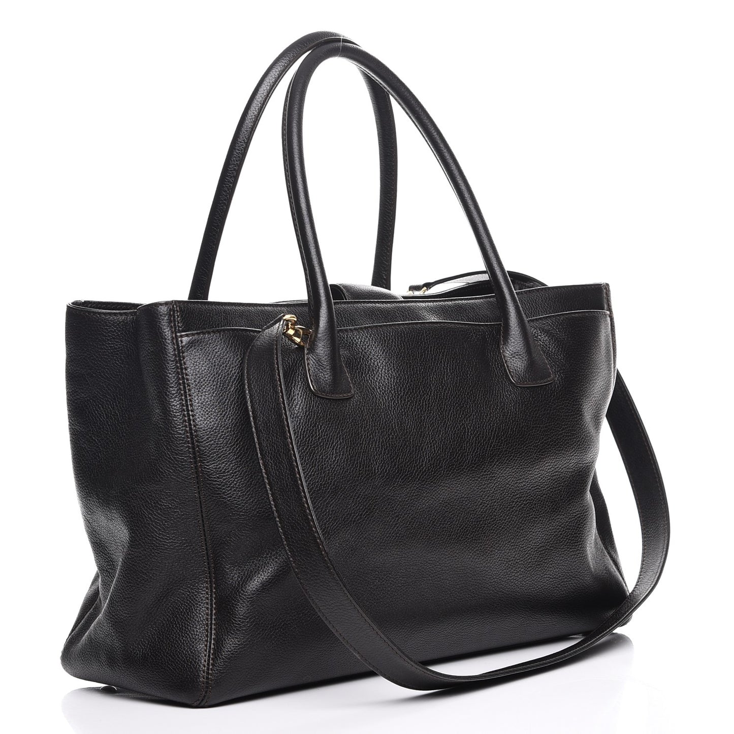 Calfskin Cerf Executive Shopper Tote Dark Brown