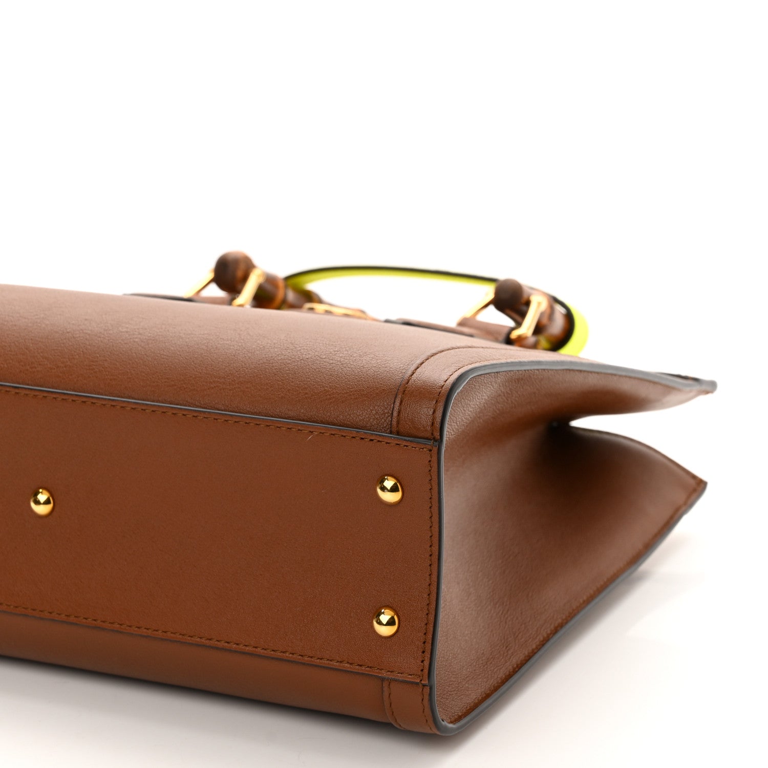 Gucci Wonka Grain Calfskin Small Diana Tote Bag Cuir Yellow Fluo 9 of 9
