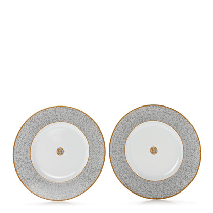 Hermes Porcelain Mosaique Au 24 Platine Presentation Plate Set of 2 Gold 1 of 6