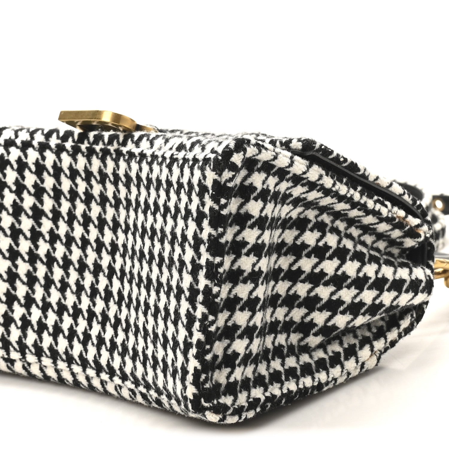 Balenciaga Wool Houndstooth Small Hourglass Top Handle Bag Black White 9 of 9