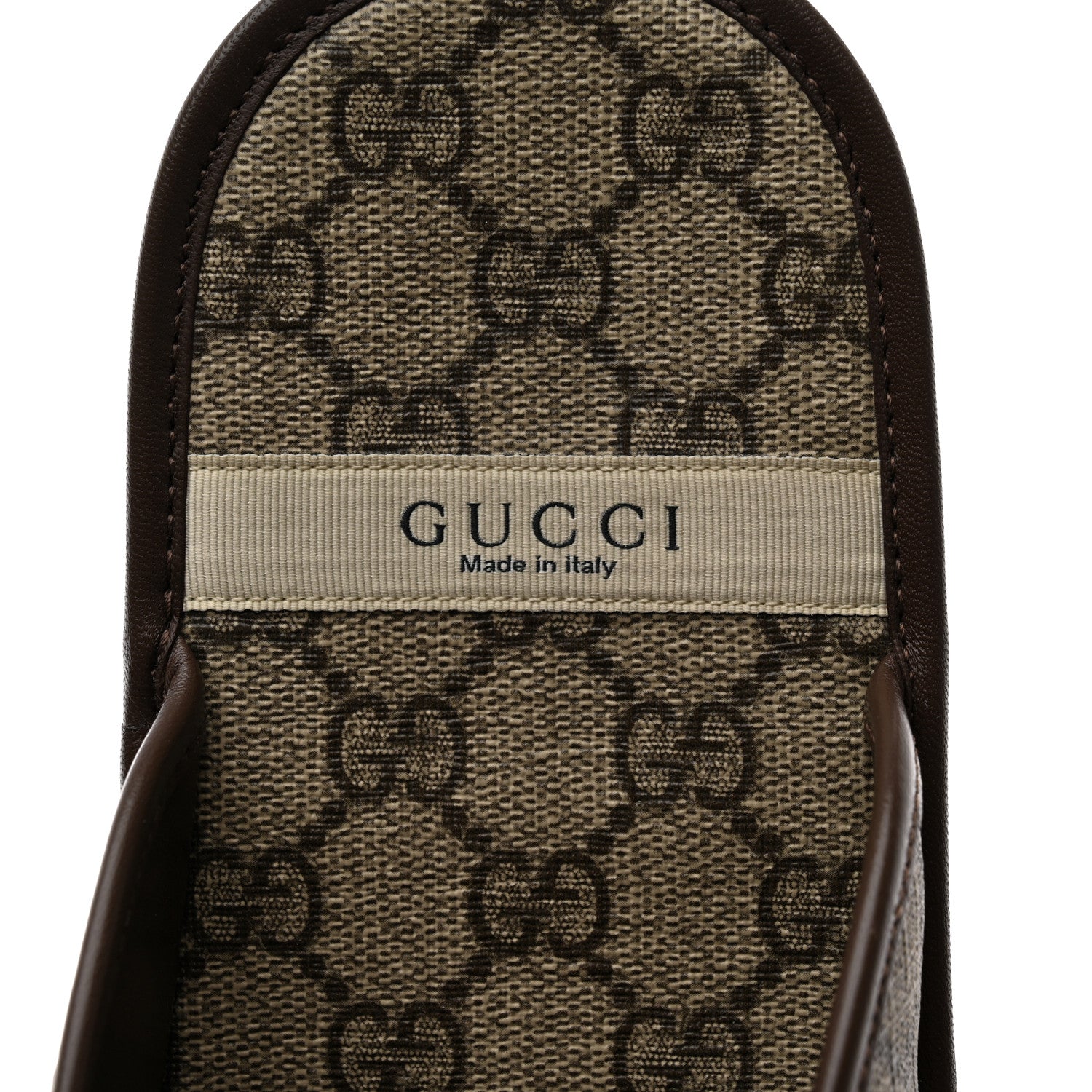 Gucci GG Supreme Monogram Granada Kid Mens Horsebit Lug Sole Mules 7.5 Beige Ebony New Acero 7 of 8