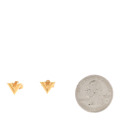 Louis Vuitton Brass Essential V Stud Earrings Gold 2 of 5