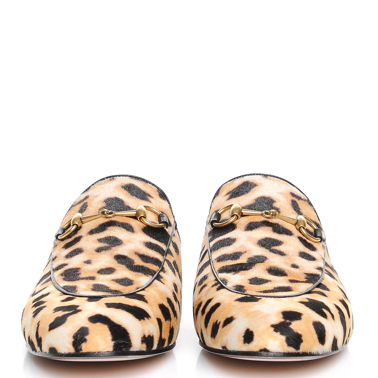 Calf Hair Leopard Print Womens Princetown Slippers 38.5 Naturale Black