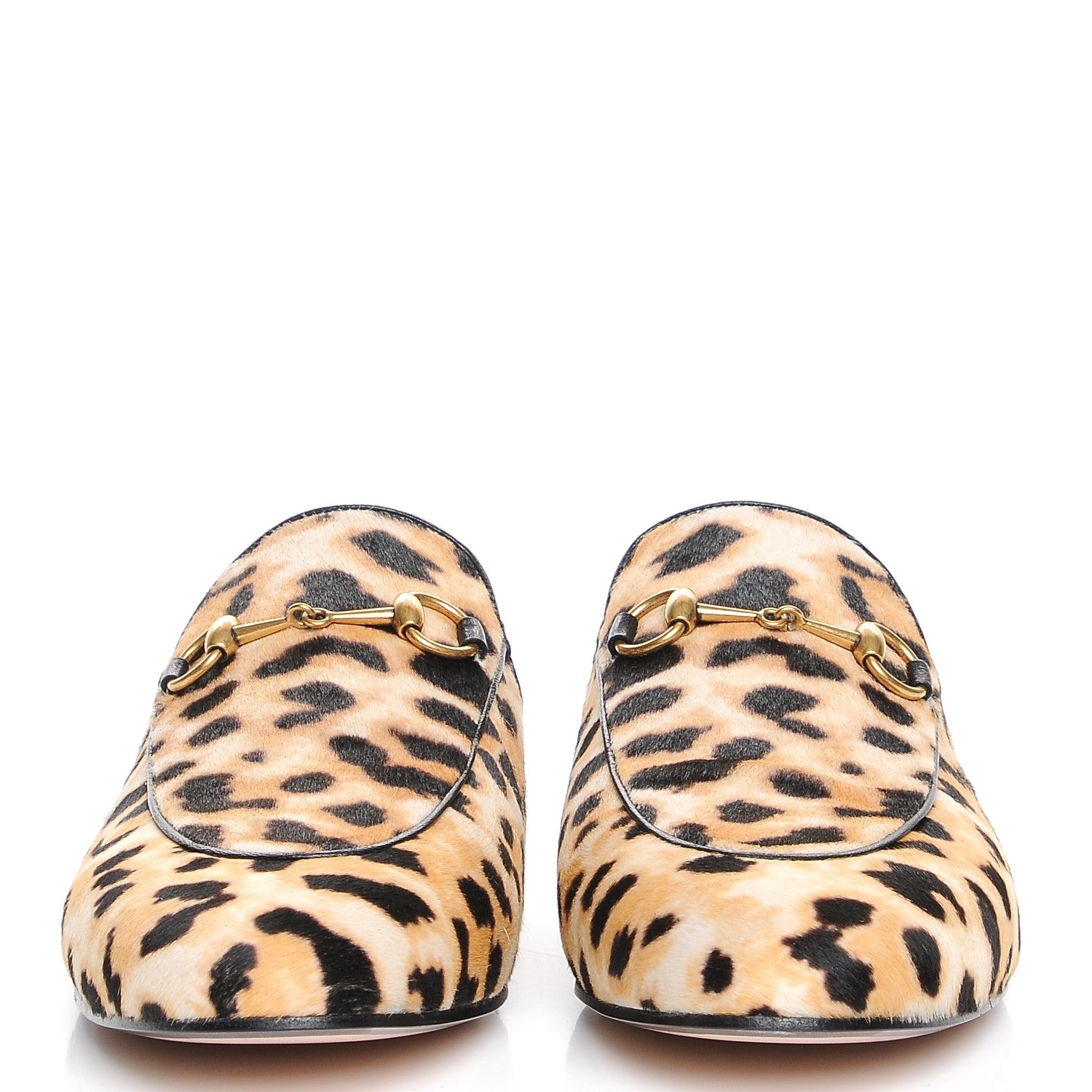 Gucci Calf Hair Leopard Print Womens Princetown Slippers 38.5 Naturale Black 2 of 9