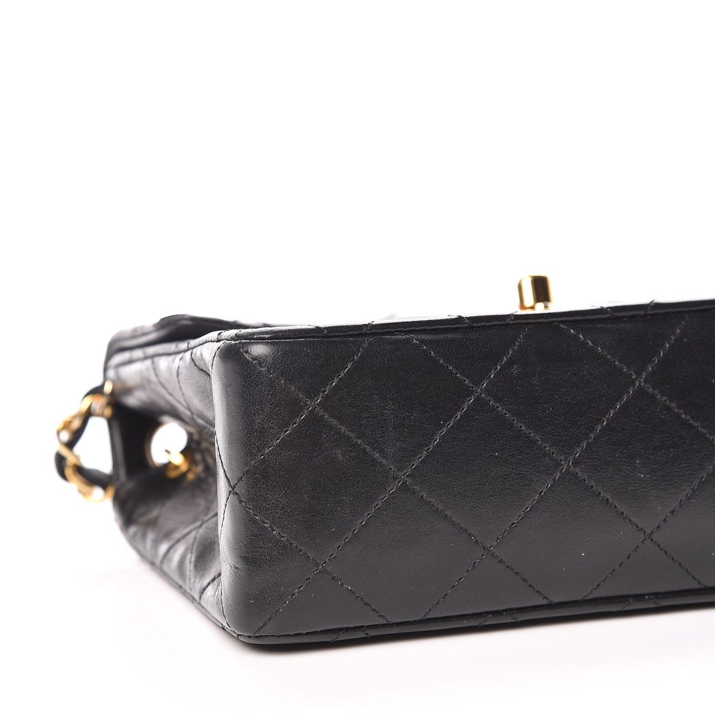 Lambskin Quilted Mini Square Flap Black