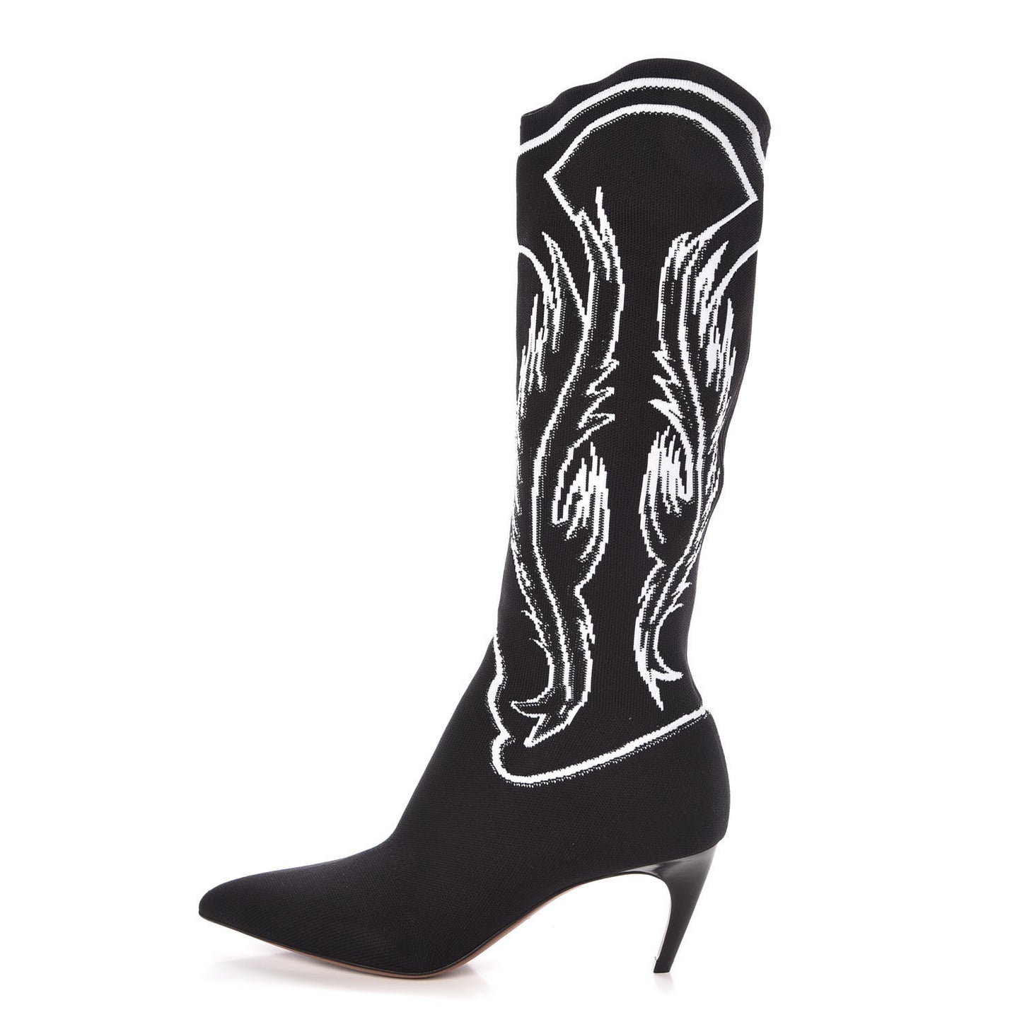 Jacquard Knit Fabric Spirit Mid-Calf Boot 41 Black